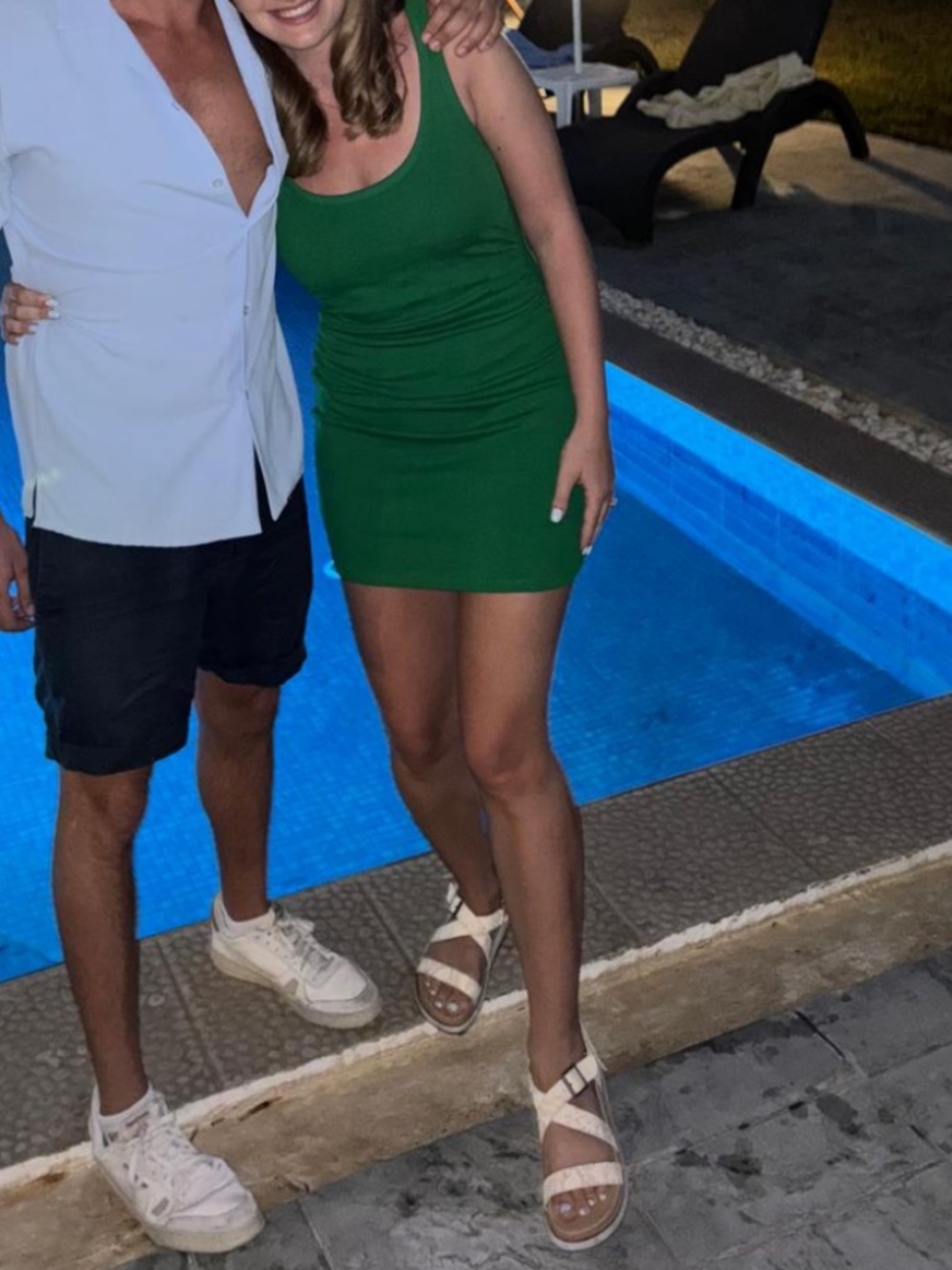 Zara Green Bodycon Mini Dress Low Back - Medium